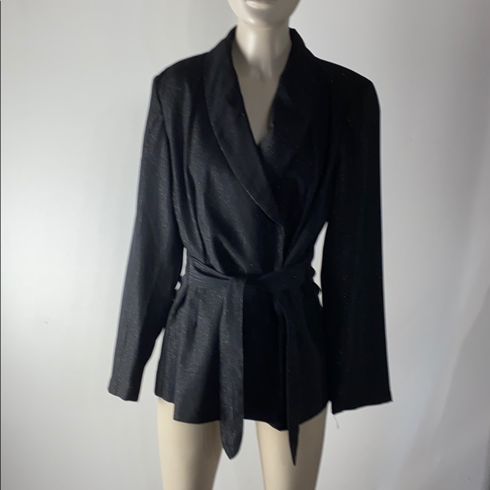Black on black pin stripe blazer - box D98